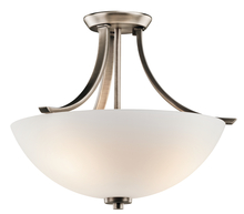  42563BPT - Granby 17.25" 3 Light Semi Flush with Satin Etched Cased Opal Glass in Brushed Pewter