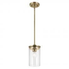  43996NBR - Crosby 10.75" 1-Light Mini Pendant with Clear Glass in Natural Brass