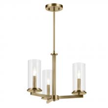  43997NBR - Crosby 14" 3-Light Convertible Semi Flush with Clear Glass in Natural Brass