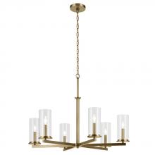  44013NBR - Crosby 21.5" 6-Light Chandelier with Clear Glass in Natural Brass
