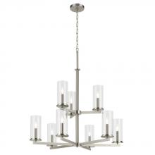  44014NI - Crosby 32.5" 9-Light 2-Tier Chandelier with Clear Glass in Brushed Nickel