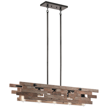  44229AVI - Cuyahoga Mill 43.75" 5 Light Linear Chandelier with Anvil Iron and Reclaimed Wood