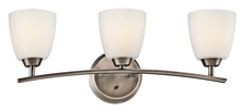  45360BPT - Granby 25" 3 Light Vanity Light with Satin Etched Cased Opal Glass in Brushed Pewter