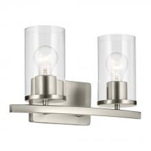  45496NICLR - Crosby 15.25" 2-Light Vanity Light with Clear Glass in Brushed Nickel