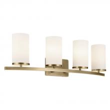  45498NBR - Crosby 31.25" 4-Light Vanity Light with Satin Etched Cased Opal Glass in Natural Brass