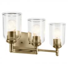  45574NBRCLR - Shailene 21" 3-Light Vanity Light with Clear Glass in Natural Brass