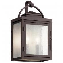  59011RZ - Carlson 14.75" 2 Light Outdoor Wall Light with Clear Seeded Glass in Rubbed Bronze