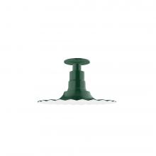 Montclair Light Works FMB158-42-G05 - 12&#34; Radial shade, Flush Mount Light ceiling light with clear glass and cast guard, Forest Green