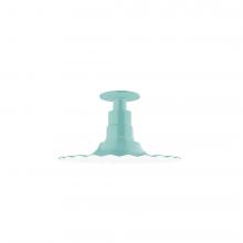 Montclair Light Works FMB158-48-G05 - 12&#34; Radial shade, Flush Mount Light ceiling light with clear glass and cast guard, Sea Green