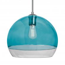  1JC-ALLY12BL-EDIL-SN - Besa, Ally 12 Cord Pendant, Coral Blue/Clear, Satin Nickel Finish, 1x5W LED Filament