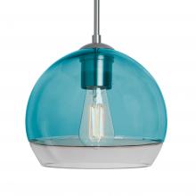  1JC-ALLY8BL-EDIL-SN - Besa, Ally 8 Cord Pendant, Coral Blue/Clear, Satin Nickel Finish, 1x5W LED Filament