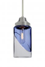  1JC-BLINKBL-SN - Besa, Blink Cord Pendant, Trans. Blue/Clear, Satin Nickel Finish, 1x60W Medium Base