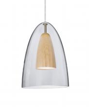  1JC-DANOCLNA-LED-SN - Besa, Dano Cord Pendant, Clear/Natural, Satin Nickel Finish, 1x9W LED