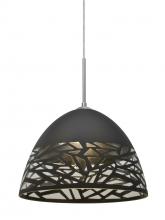  1JC-KIEVBK-LED-SN - Besa Kiev Pendant, Black, Satin Nickel Finish, 1x9W LED