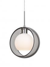  1JC-MANASM-LED-SN - Besa Mana Pendant, Smoke/Opal, Satin Nickel Finish, 1x9W LED