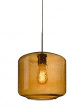  1JC-NILES10AM-EDIL-BR - Besa Niles 10 Pendant, Amber Bubble, Bronze Finish, 1x4W LED Filament