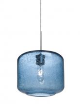  1JC-NILES10BL-SN - Besa Niles 10 Pendant, Blue Bubble, Satin Nickel Finish, 1x60W Medium Base T10