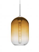  1JC-OMEGA12AM-EDIL-SN - Besa, Omega 12 Cord Pendant, Amber/Clear, Satin Nickel Finish, 1x4W LED Filament