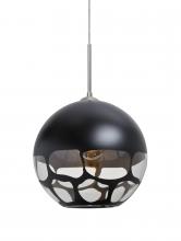  1JC-ROCKYBK-LED-SN - Besa, Rocky Cord Pendant, Black, Satin Nickel Finish, 1x9W LED