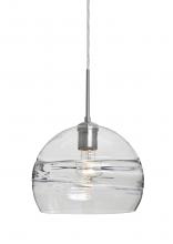  1JC-SPIR10CL-SN - Besa Spirit 10 Pendant, Clear, Satin Nickel Finish, 1x60W Medium Base