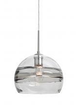  1JC-SPIR10SC-SN - Besa Spirit 10 Pendant, Smoke/Clear, Satin Nickel Finish, 1x60W Medium Base