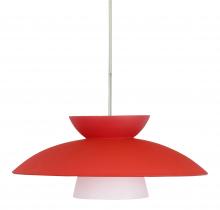  1JT-451331-LED-SN - Besa Trilo 15 Pendant Red Matte Satin Nickel 1x9W LED