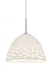  1JT-KIEVWH-SN - Besa Kiev Pendant, White, Satin Nickel Finish, 1x60W Medium Base