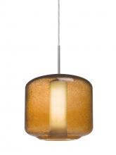  1JT-NILES10AO-SN - Besa Niles 10 Pendant, Amber Bubble/Opal, Satin Nickel Finish, 1x60W Medium Base T10