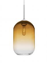  1JT-OMEGA12AM-SN - Besa, Omega 12 Cord Pendant,Amber/Clear, Satin Nickel Finish, 1x60W Medium Base