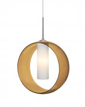  1JT-PLATOAM-LED-SN - Besa, Plato Cord Pendant, Amber/Opal, Satin Nickel Finish, 1x5W LED