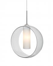  1JT-PLATOCL-LED-SN - Besa, Plato Cord Pendant, Clear/Opal, Satin Nickel Finish, 1x5W LED