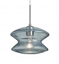  1JT-ZENBL-SN - Besa, Zen Cord Pendant, Blue Bubble, Satin Nickel Finish, 1x60W Medium Base