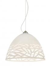  1KX-KIEVWH-SN - Besa Kiev Pendant, White, Satin Nickel Finish, 1x60W Medium Base