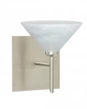  1SW-117652-SN-SQ - Besa Wall With SQ Canopy Kona Satin Nickel Marble 1x40W G9