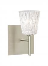  1SW-5125GL-LED-SN-SQ - Besa Wall With SQ Canopy Nico 4 Satin Nickel Glitter Stone 1x5W LED