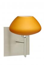  1SW-541080-LED-SN-SQ - Besa Wall With SQ Canopy Peri Satin Nickel Amber Matte 1x5W LED