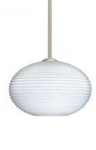  1TT-491307-SN - Besa Stem Pendant Pape 12 Satin Nickel Opal Ribbed 1x75W Medium Base