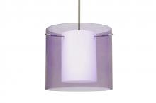  1TT-A18407-SN - Besa Stem Pendant Pahu 12 Satin Nickel Transparent Amethyst 1x100W Medium Base