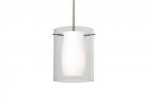  1TT-C00607-SN - Besa Stem Pendant Pahu 8 Satin Nickel Clear/Opal 1x100W Medium Base