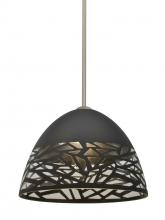  1TT-KIEVBK-LED-SN - Besa Kiev Stem Pendant, Black, Satin Nickel Finish, 1x9W LED