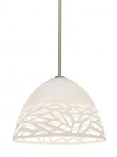  1TT-KIEVWH-SN - Besa Kiev Stem Pendant, White, Satin Nickel Finish, 1x60W Medium Base