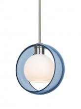  1TT-MANABL-LED-SN - Besa Mana Pendant, Blue/Opal, Satin Nickel Finish, 1x9W LED