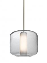  1TT-NILES10CO-SN - Besa Niles 10 Pendant, Clear Bubble/Opal, Satin Nickel Finish, 1x60W Medium Base T10