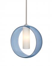  1TT-PLATOBL-LED-SN - Besa, Plato Stem Pendant, Blue/Opal, Satin Nickel Finish, 1x5W LED