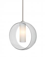  1TT-PLATOCL-LED-SN - Besa, Plato Stem Pendant, Clear/Opal, Satin Nickel Finish, 1x5W LED