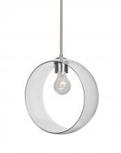  1TT-PLATOCL-SN-NI - Besa, Plato Stem Pendant, Clear, Satin Nickel Finish, 1x60W Medium Base