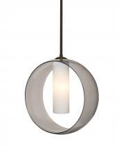  1TT-PLATOSM-LED-BR - Besa, Plato Stem Pendant, Smoke/Opal, Bronze Finish, 1x5W LED