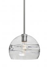  1TT-SPIR10CL-SN - Besa Spirit 10 Pendant, Clear, Satin Nickel Finish, 1x60W Medium Base