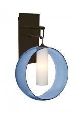  1WP-PLATOBL-LED-BR - Besa, Plato Wall Pendant, Blue/Opal, Bronze Finish, 1x5W LED