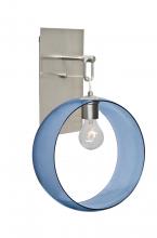  1WP-PLATOBL-SN-NI - Besa, Plato Wall Pendant, Blue, Satin Nickel Finish, 1x60W Medium Base